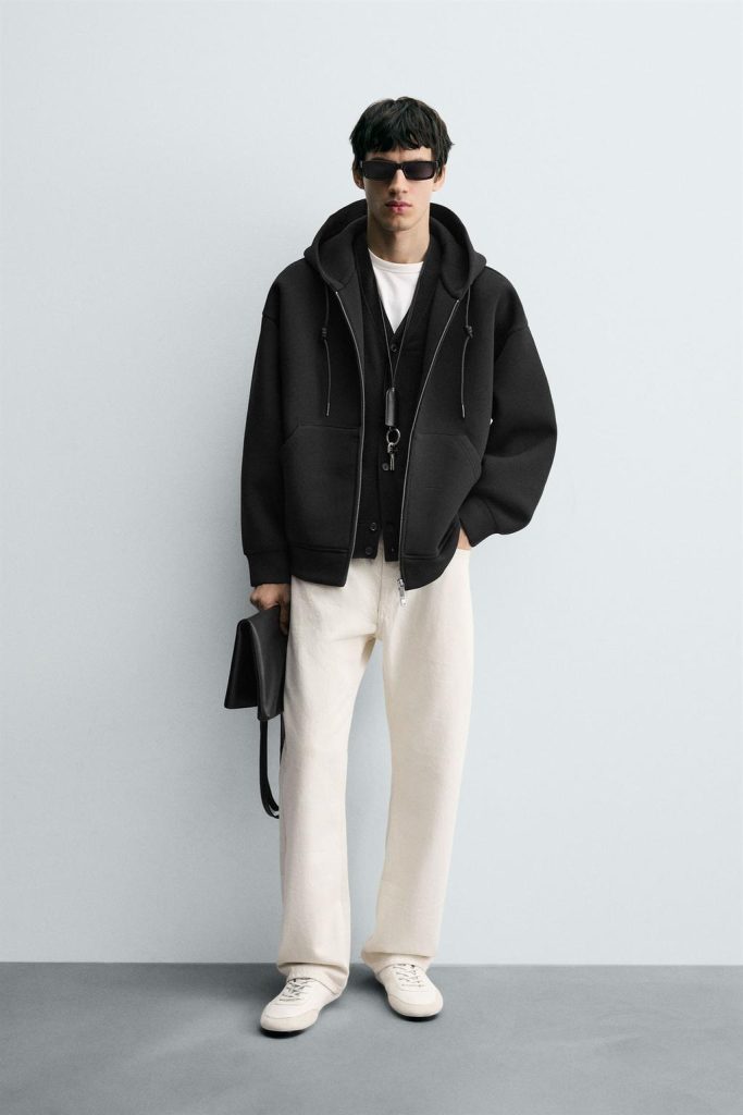 NEOPRENE-EFFECT HOODIE